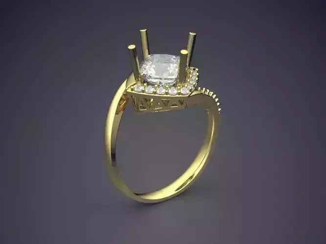 Curvy Ring With Diamonds 2176