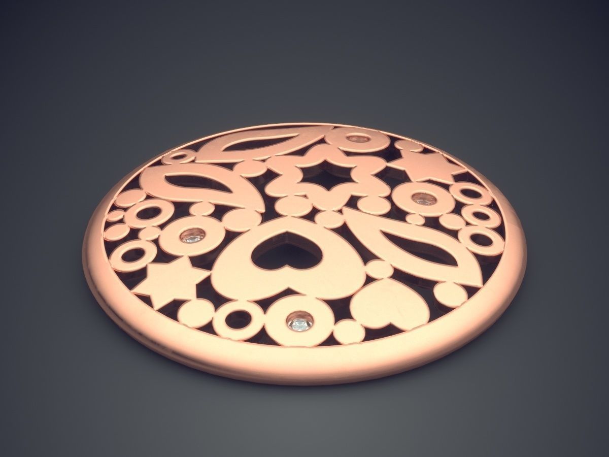 Beautiful Carved Round Pendant  3D print model_2