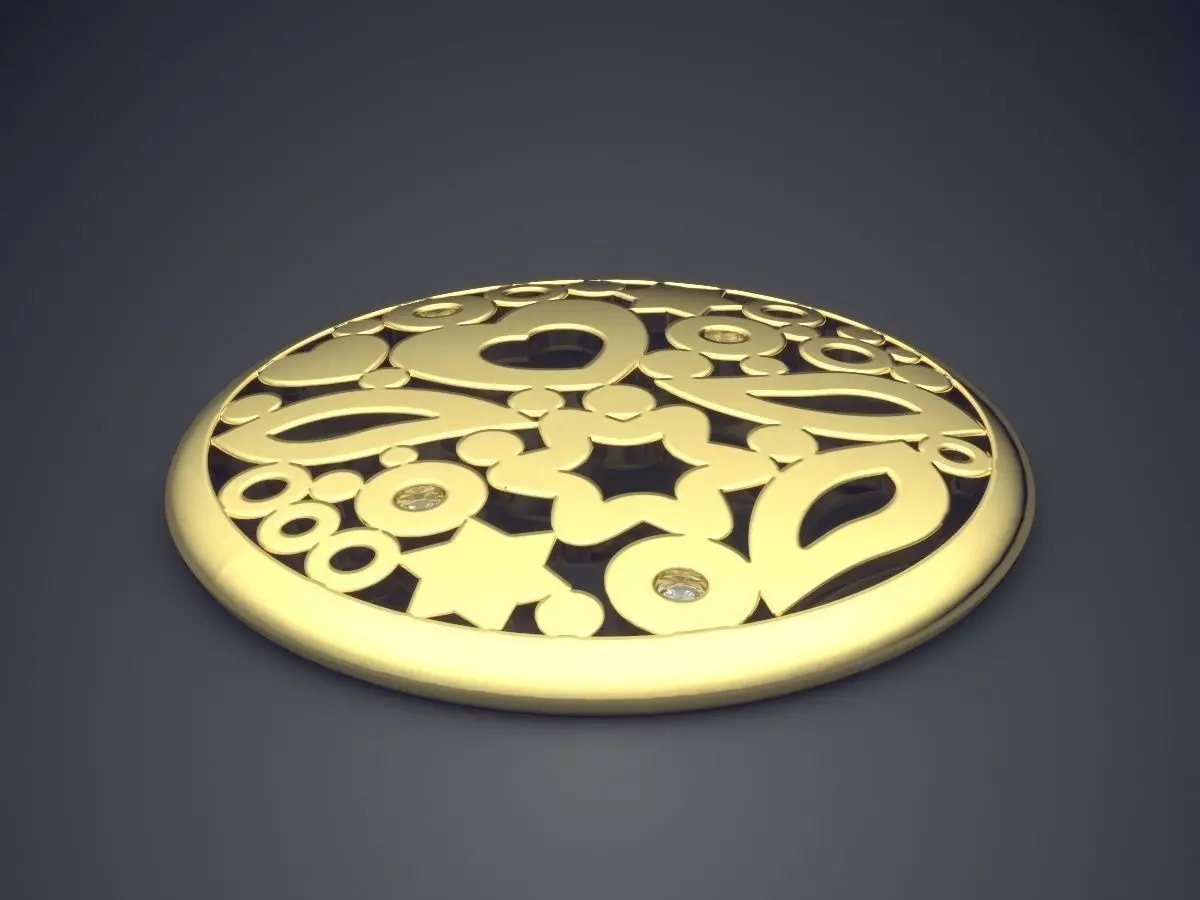Beautiful Carved Round Pendant  3D print model_0