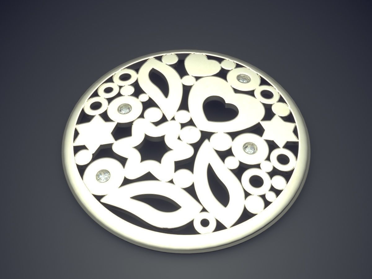 Beautiful Carved Round Pendant  3D print model_1