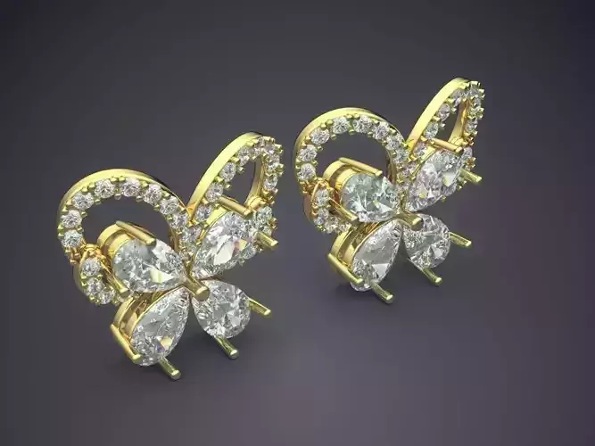 Feminine Butterfly Shape Diamond Earrings