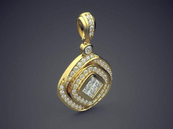 Vintage Minimal Design Square Diamond Shape Pendant 3D print model