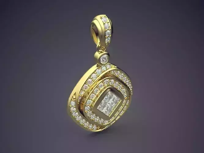 Vintage Minimal Design Square Diamond Shape Pendant