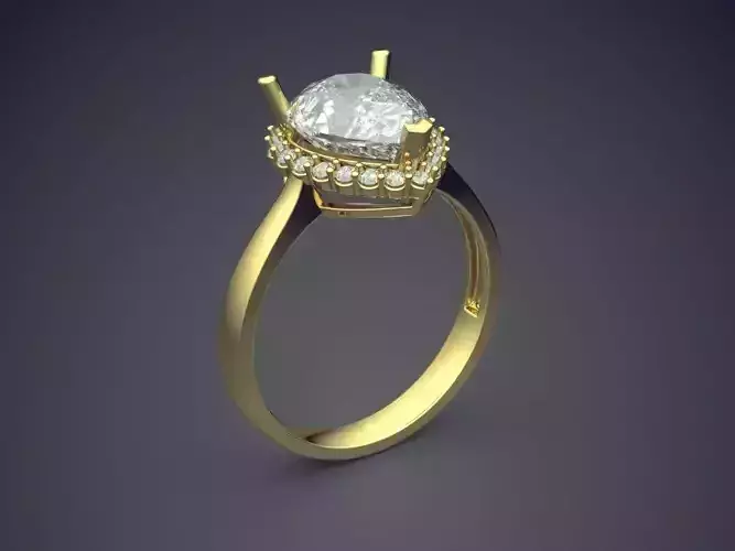 Raindrop-Shaped Diamond Engagement Ring