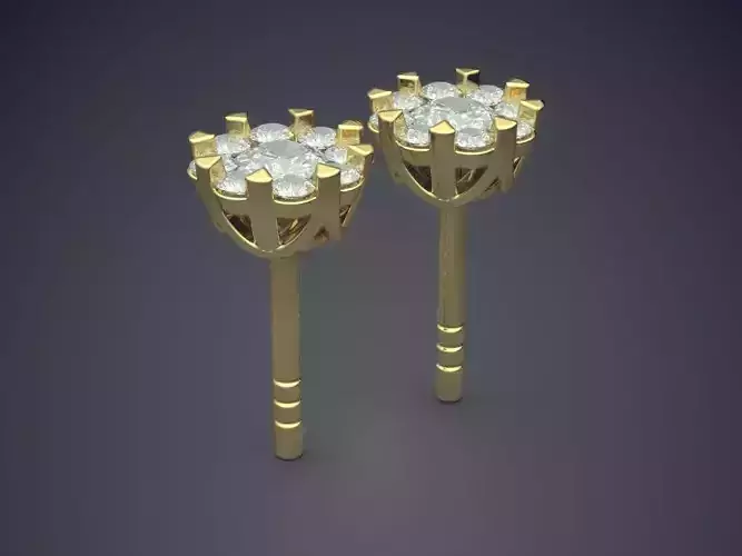 Flower Shape Diamond Earrings