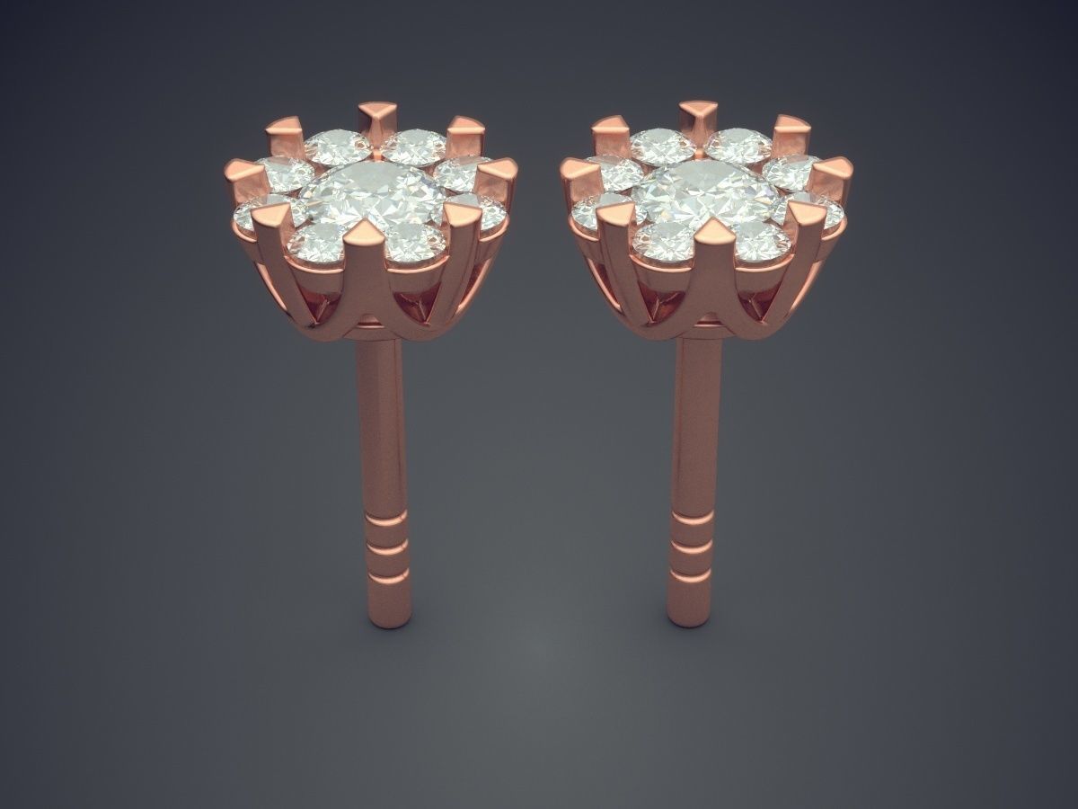 Flower Shape Diamond Earrings 3D print model_2