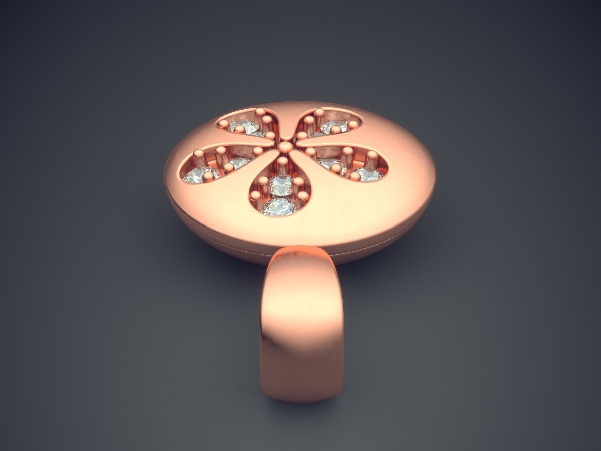 Simple Pendant with Engraved Flower and Diamonds 3D print model_2