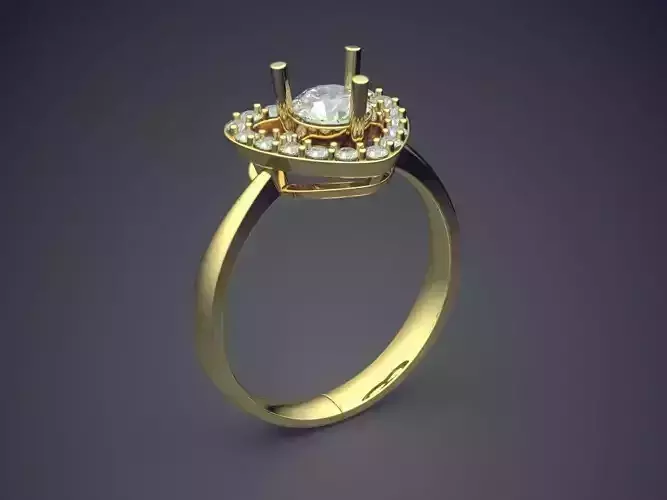 Heart-shaped Ring With Diamonds 2122 3D print model