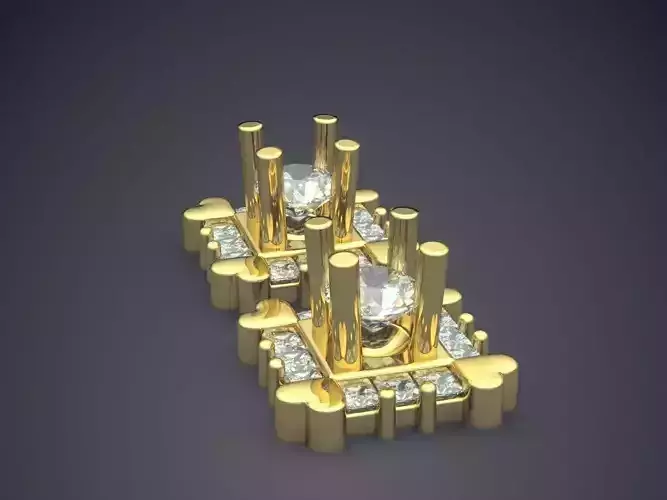 Square Earrings With Diamonds 2121