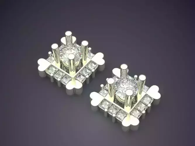 Square Earrings With Diamonds 2121