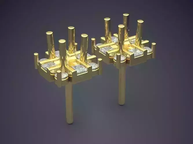 Unique Square Diamond Earrings