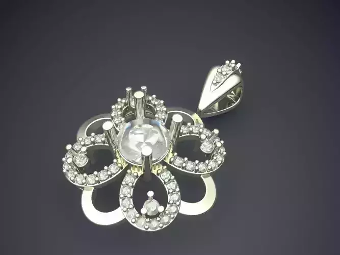 Flower Shape Pendant With Diamonds 2108