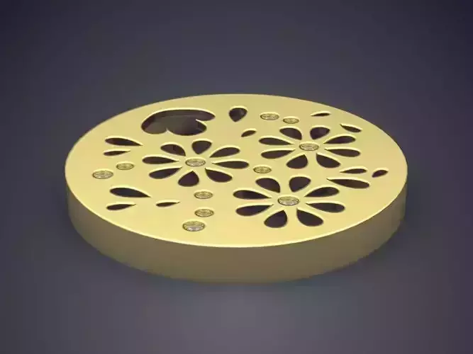 Oval Flower Motif Pendant 2097 3D print model
