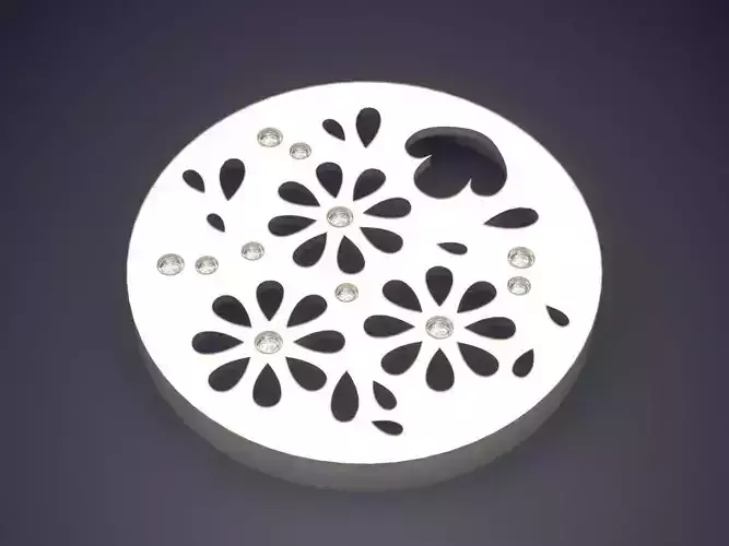 Oval Flower Motif Pendant 2097