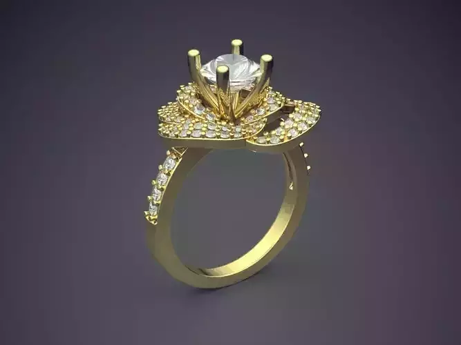Vintage Glamorous Flower-Shaped Diamond Ring