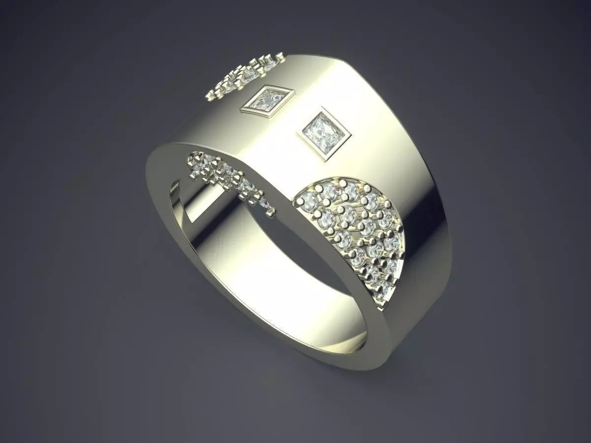 Thick Ring With Tiny Diamonds 2096 3D print model_1