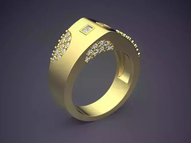 Thick Ring With Tiny Diamonds 2096 3D print model