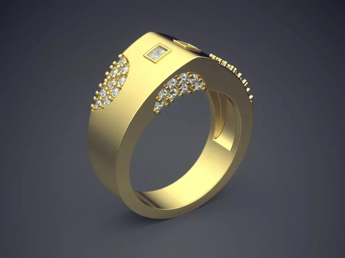 Thick Ring With Tiny Diamonds 2096 3D print model_0