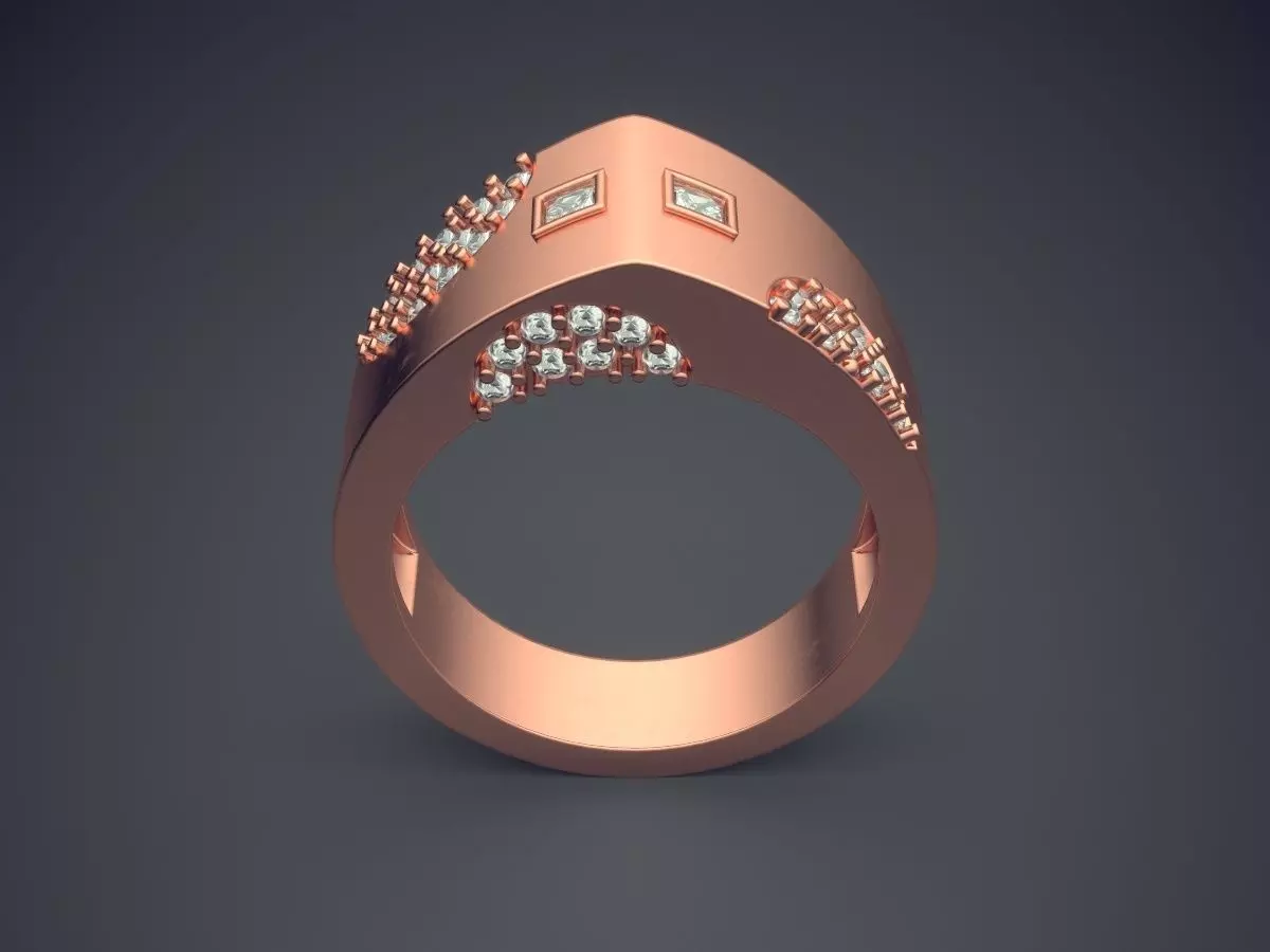 Thick Ring With Tiny Diamonds 2096 3D print model_2