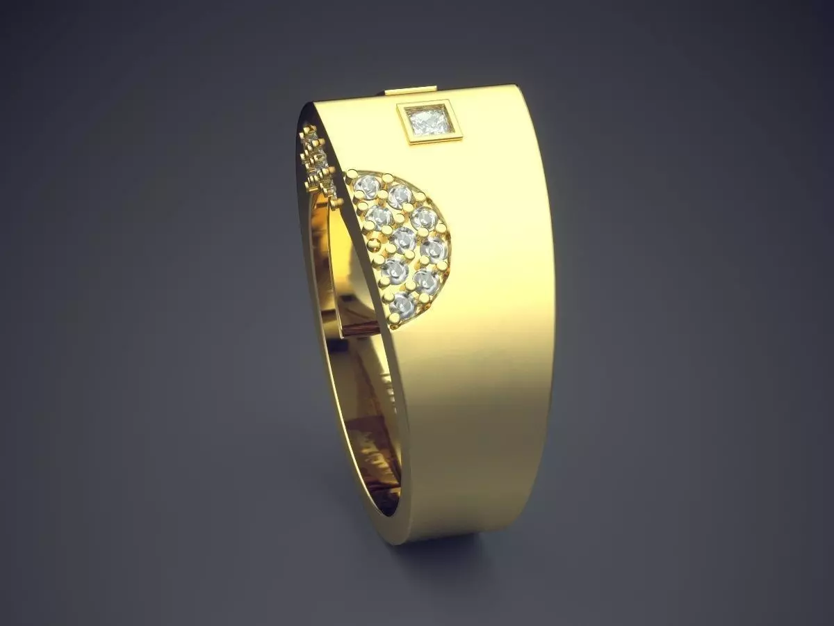 Thick Ring With Tiny Diamonds 2096 3D print model_3