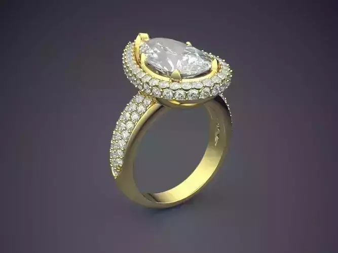Drop-shaped Ring With Diamonds 2094
