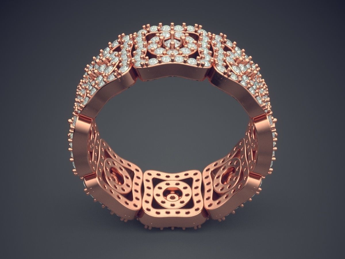 Magnificent Unique Detailed Luxurious Ring with Diamonds 3D print model_2