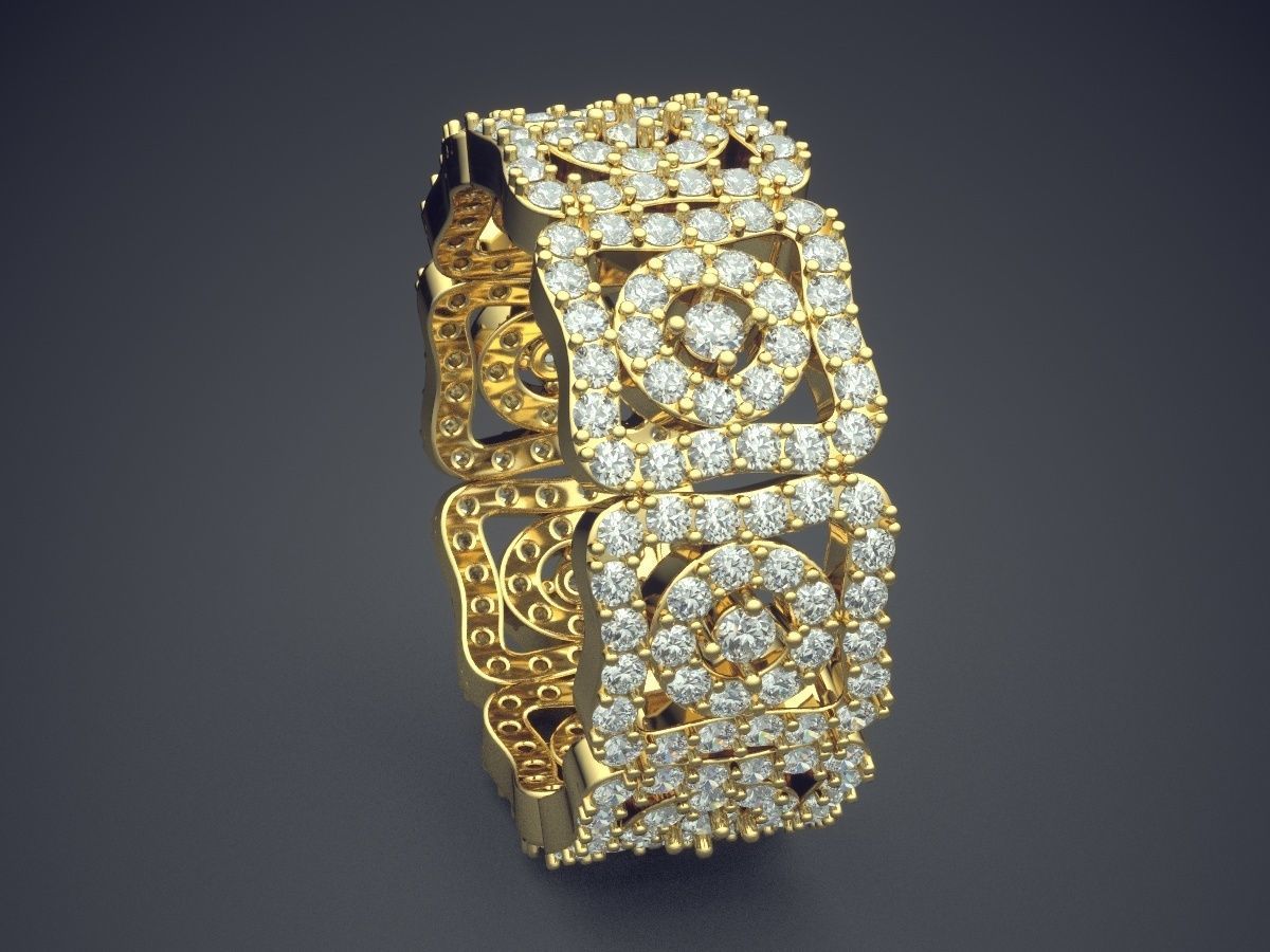 Magnificent Unique Detailed Luxurious Ring with Diamonds 3D print model_3