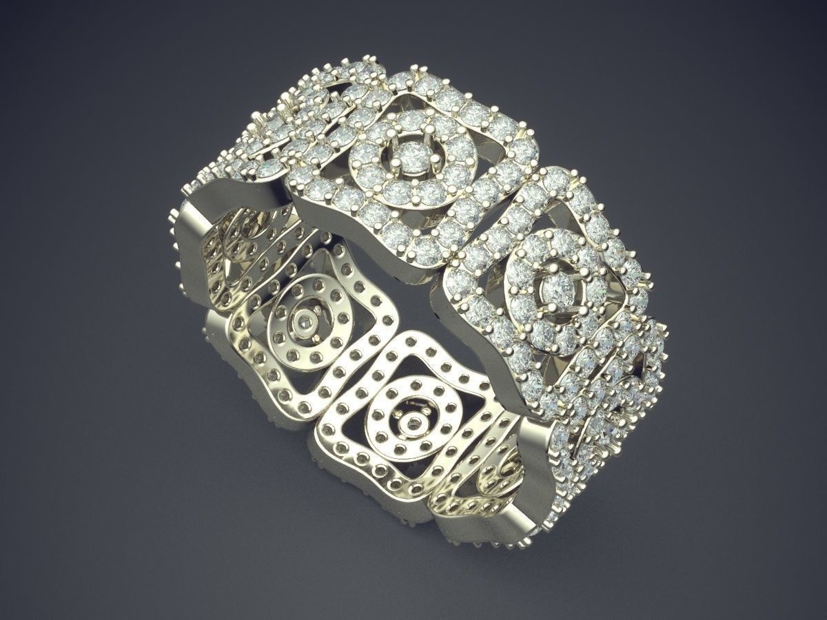 Magnificent Unique Detailed Luxurious Ring with Diamonds 3D print model_1