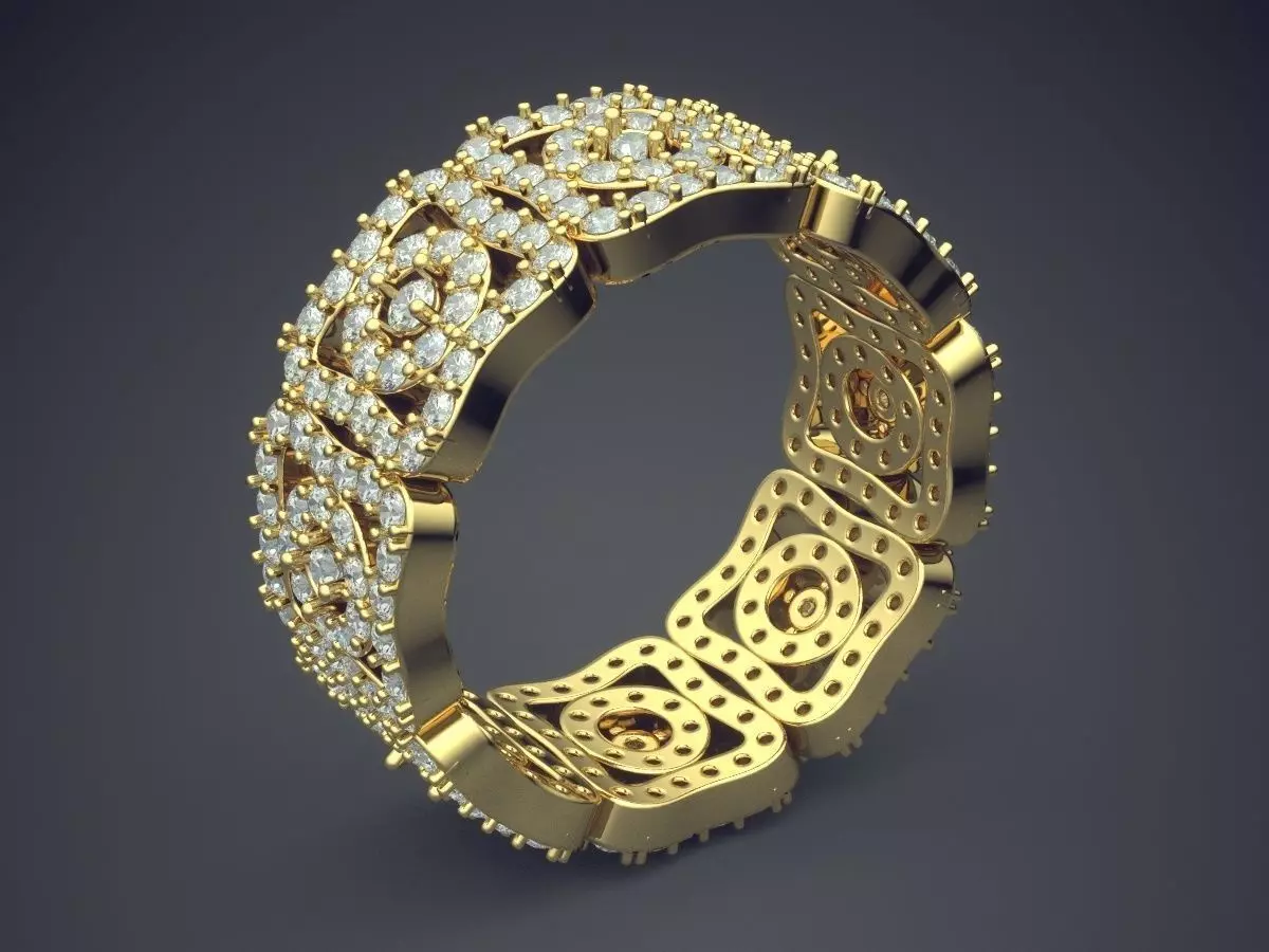 Magnificent Unique Detailed Luxurious Ring with Diamonds 3D print model_0