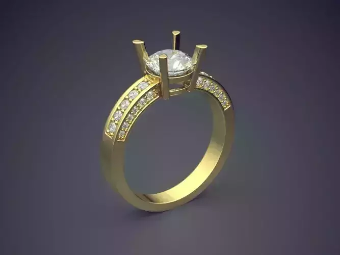 Engagement Ring With Diamonds on the Rim
