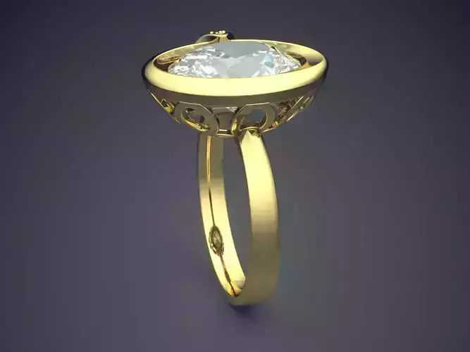 Ring With Oblong Diamond 2056