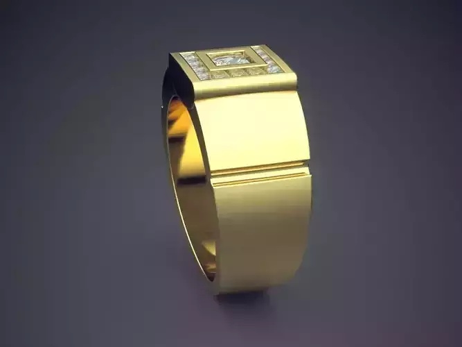 Thick Masculine Ring With Diamonds 2054