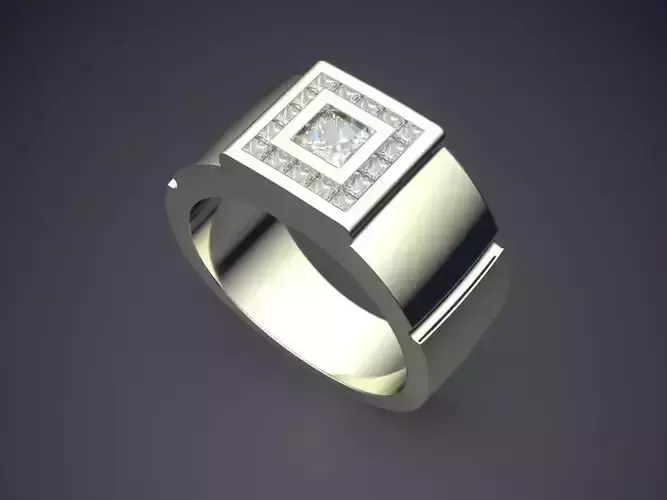 Thick Masculine Ring With Diamonds 2054