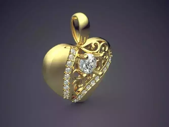 Cute Simple Heart-Shaped Pendant With Diamonds