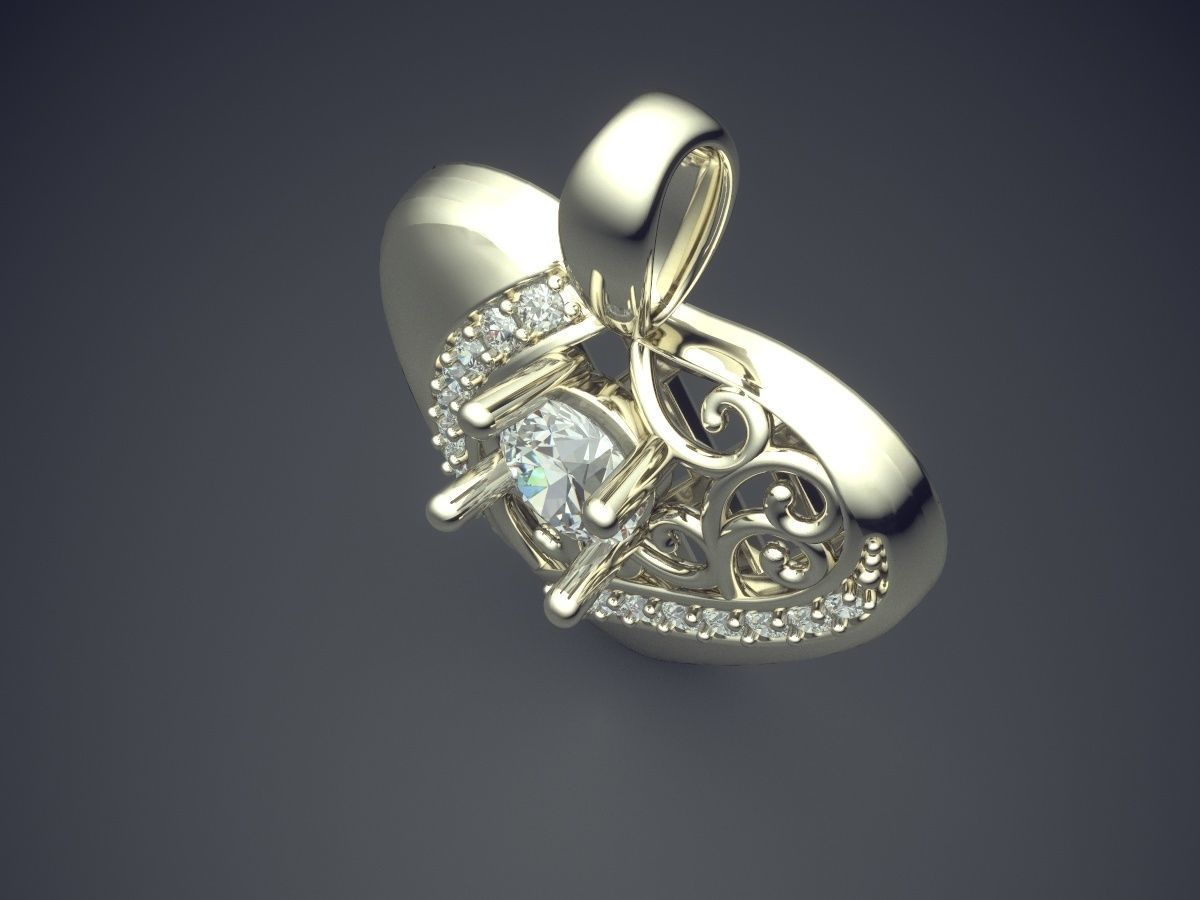 Cute Simple Heart-Shaped Pendant With Diamonds 3D print model_1