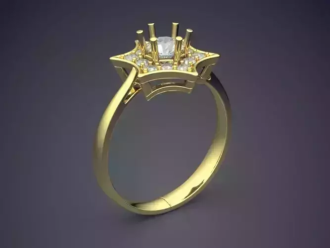 Star-shaped Ring With Diamonds 2052 3D print model