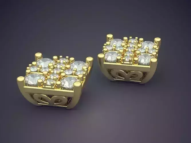 Square Earrings With Diamonds 2045