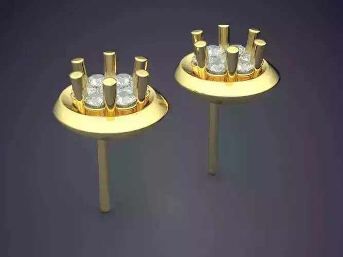 Precious Dainty Golden Earrings with Small Diamonds