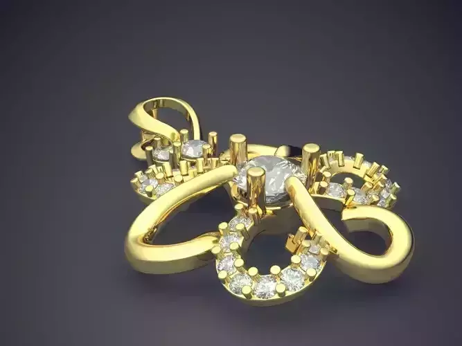 Flower Shape Pendant With Diamonds 2036 3D print model