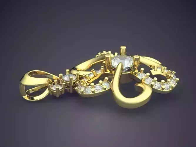 Flower Shape Pendant With Diamonds 2036