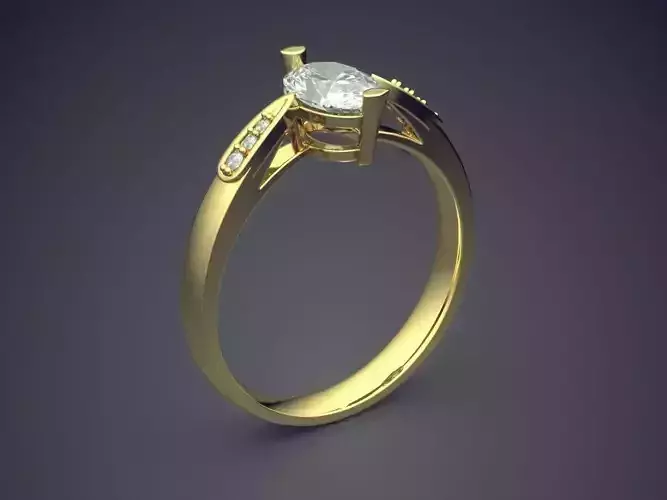 Simple Classic Engagement Ring With Diamonds