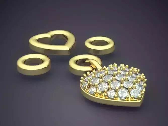 Heart-Shaped Diamond Pendant 3D print model