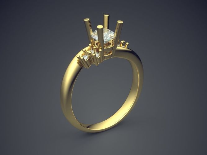 Dainty Every-day Ring with Small Diamonds 3D print model