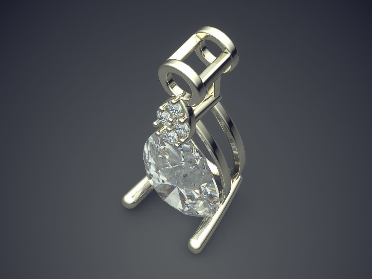 Raindrop-Shaped Diamond Pendant 3D print model_1