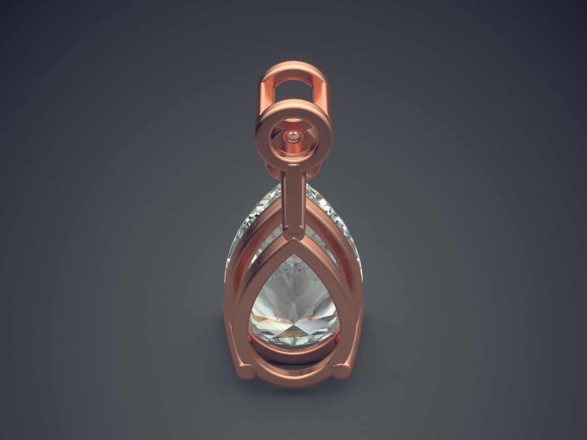 Raindrop-Shaped Diamond Pendant 3D print model_2