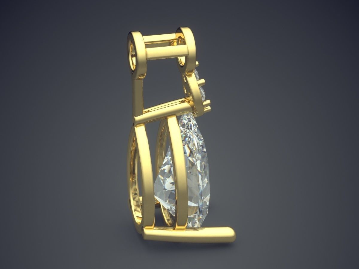 Raindrop-Shaped Diamond Pendant 3D print model_3