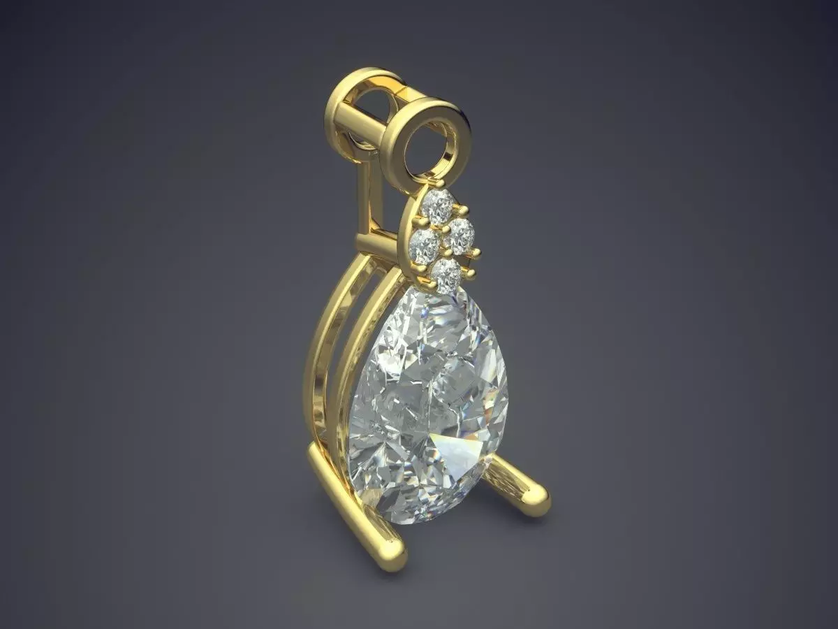Raindrop-Shaped Diamond Pendant 3D print model_0