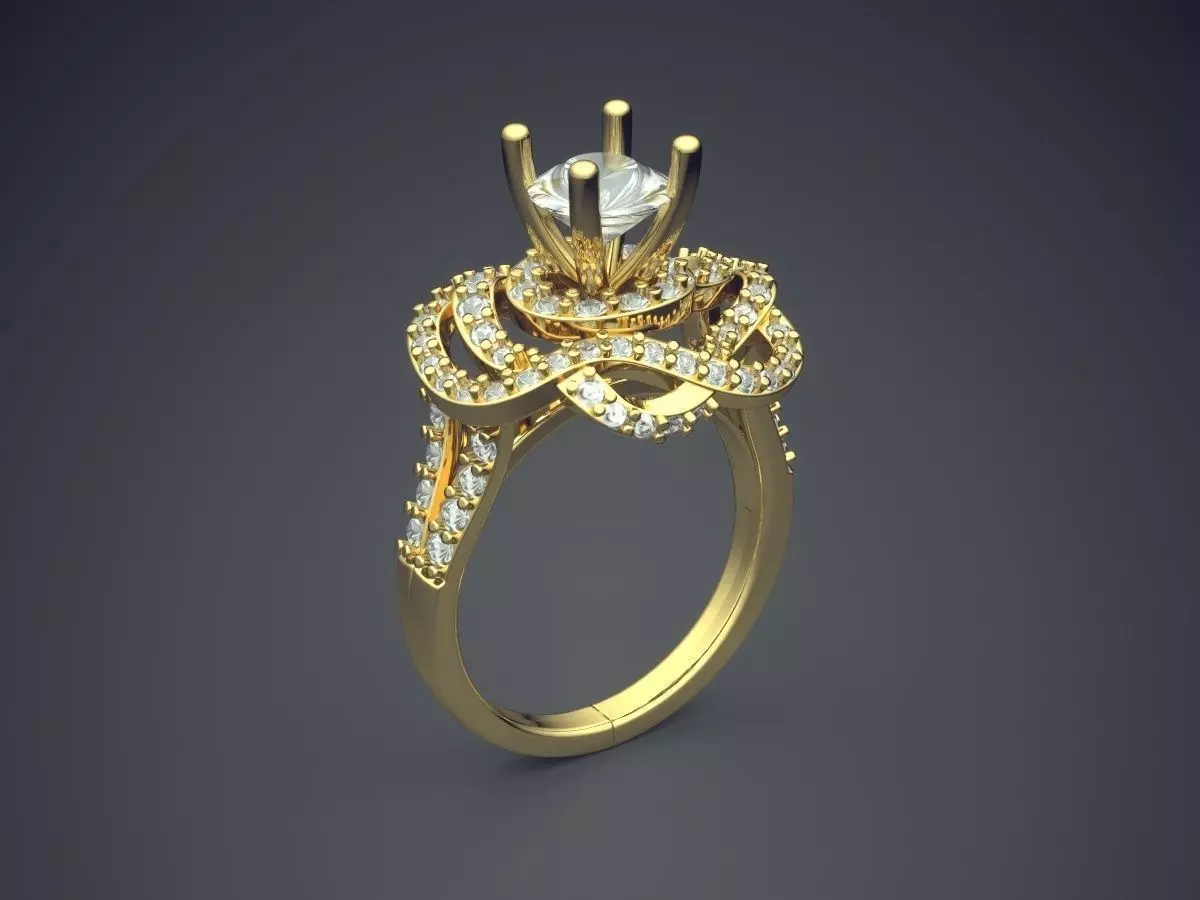 Luxurious Ring With Diamonds 1985 3D print model