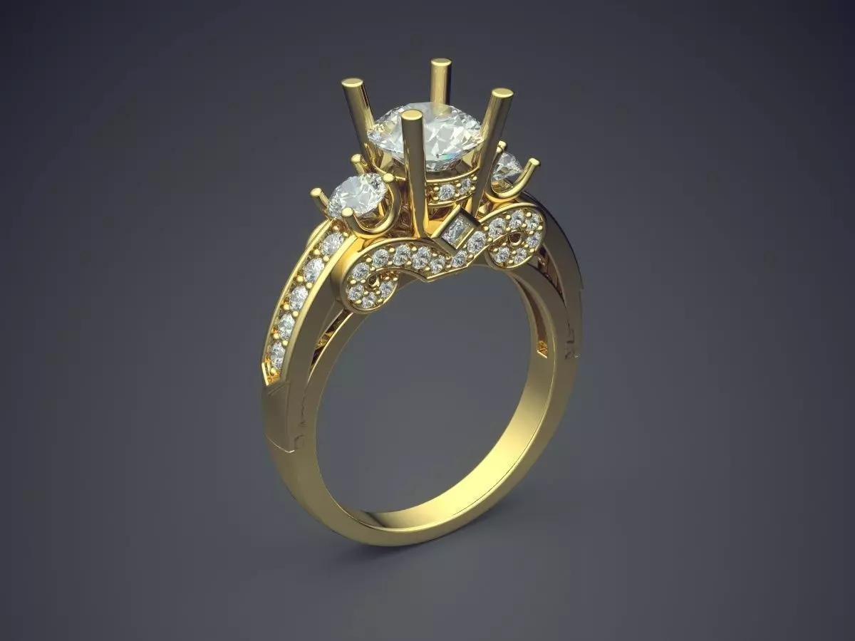 Wedding Ring With Diamonds 1972 3D print model