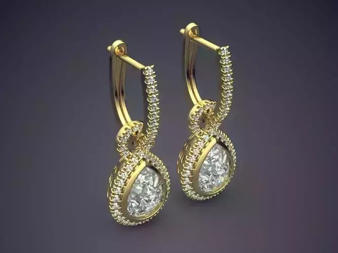 Raindrop-Shaped Detailed Diamond Earrings